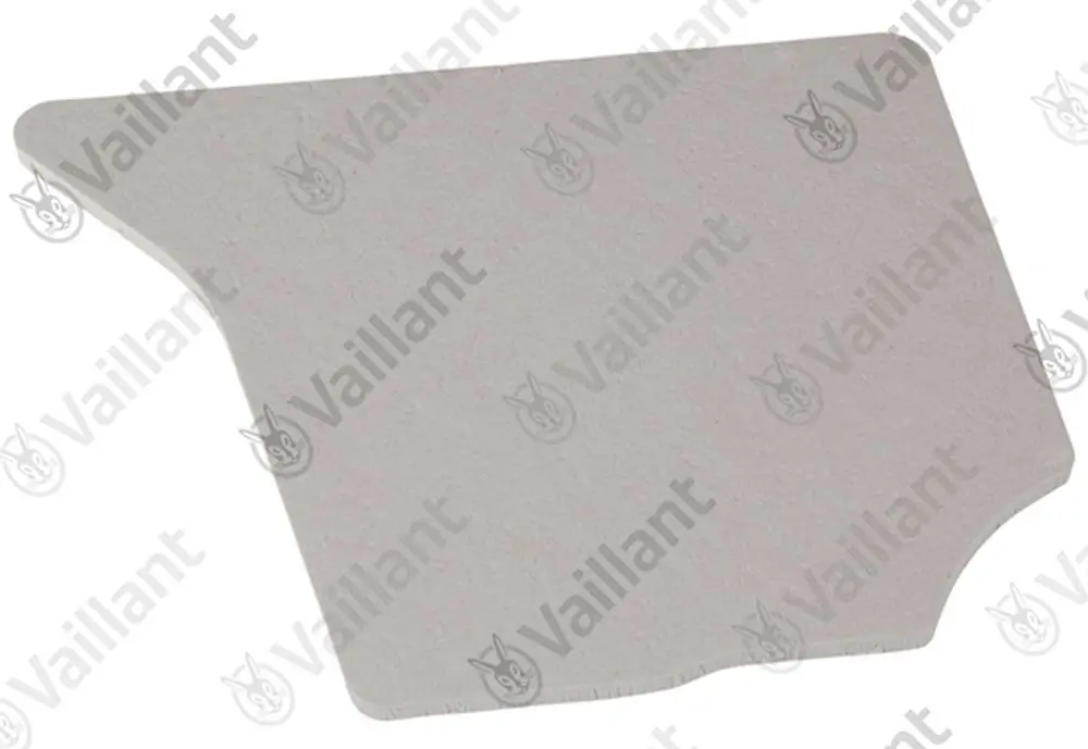 Vaillant Isolierplatte in rechteckiger Form, mit einer abgeschrägten Kante, auf einem weißen Hintergrund.